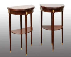 Pamono Antique Napoleon III Demi-Lune Gaming Tables in Mahogany, France, 19th Century, Set of 2 Online