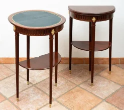 Pamono Antique Napoleon III Demi-Lune Gaming Tables in Mahogany, France, 19th Century, Set of 2 Online