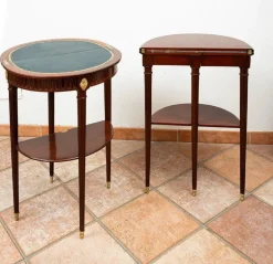 Pamono Antique Napoleon III Demi-Lune Gaming Tables in Mahogany, France, 19th Century, Set of 2 Online