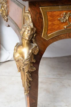 Pamono Antique Napoleon III French Exotic Wood Desk with Gilded Bronze Elements, France, 19th Century Sale