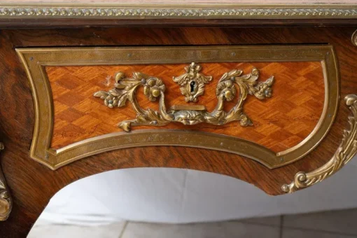 Pamono Antique Napoleon III French Exotic Wood Desk with Gilded Bronze Elements, France, 19th Century Sale