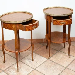 Pamono Antique Napoleon III Side Tables in Exotic Fine Woods, France, Early 20th Century, Set of 2 New