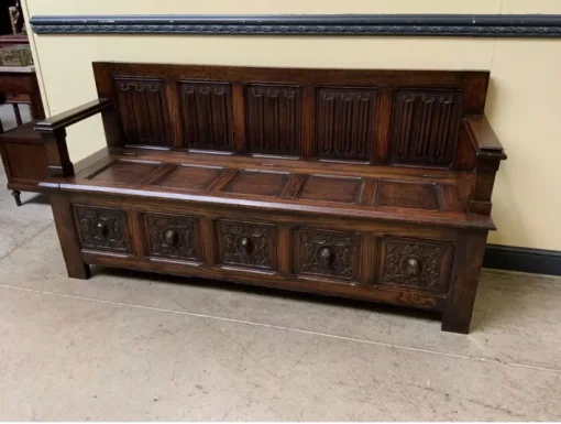 Pamono Antique Neo-Gothic Chest Bench, 1890s Sale