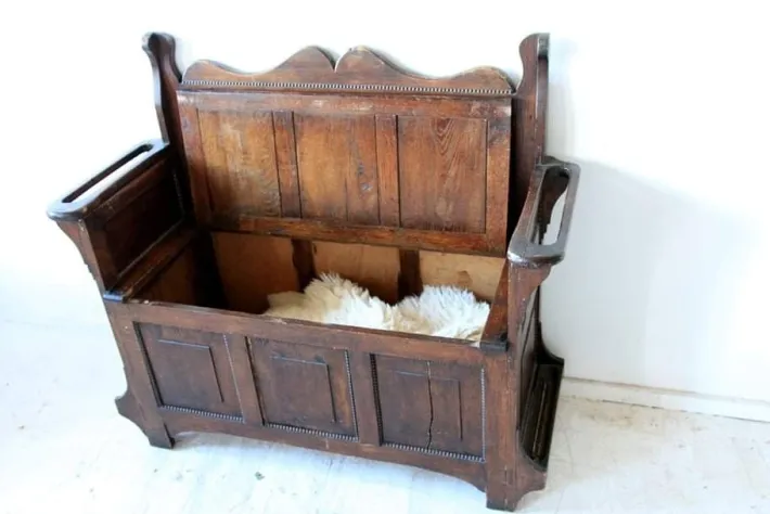 Pamono Antique Oak Bench With Storage Discount