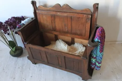 Pamono Antique Oak Bench With Storage Discount