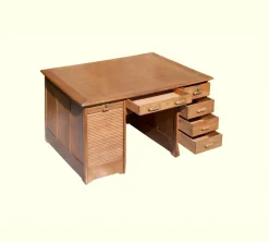 Pamono Antique Oak Desk with Two Workstations, 1890s Hot