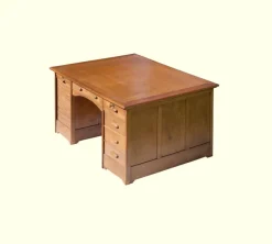 Pamono Antique Oak Desk with Two Workstations, 1890s Hot