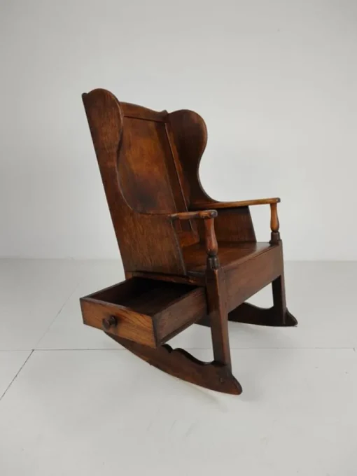 Pamono Antique Oak Lambing Rocking Chair, 1800s New