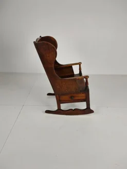 Pamono Antique Oak Lambing Rocking Chair, 1800s New