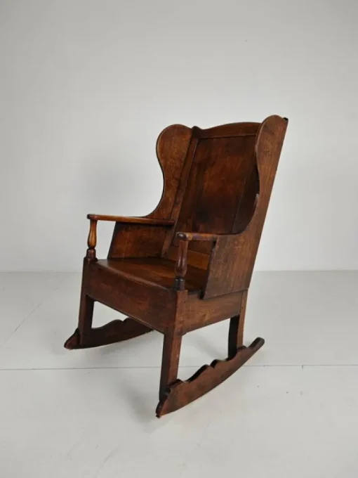 Pamono Antique Oak Lambing Rocking Chair, 1800s New