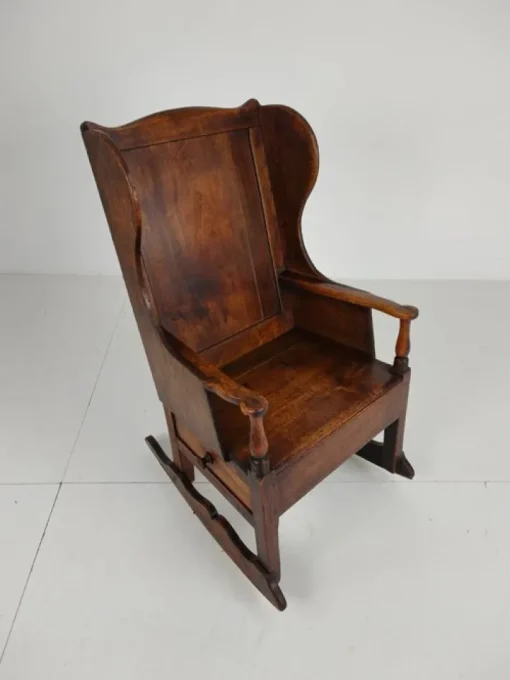 Pamono Antique Oak Lambing Rocking Chair, 1800s New