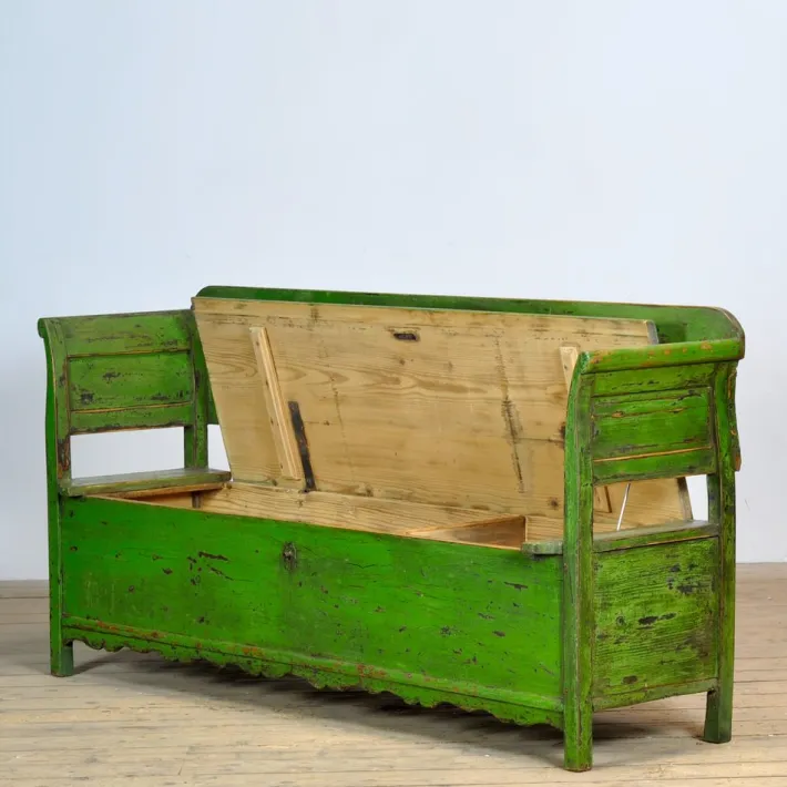 Pamono Antique Pine Bench, 1920s New