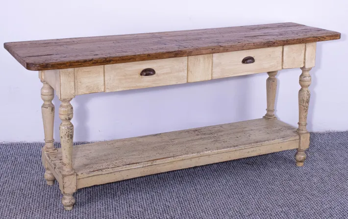Pamono Antique Pine Dining Table with Waxed Top, 1900s Outlet