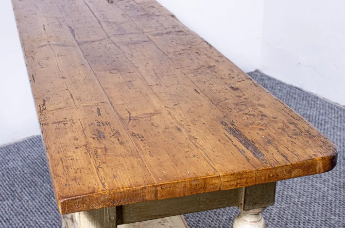 Pamono Antique Pine Dining Table with Waxed Top, 1900s Outlet