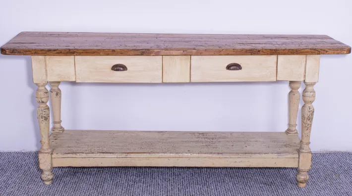 Pamono Antique Pine Dining Table with Waxed Top, 1900s Outlet