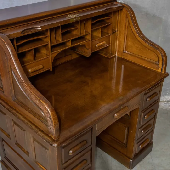 Pamono Antique Roll Top Desk, 1890s Hot