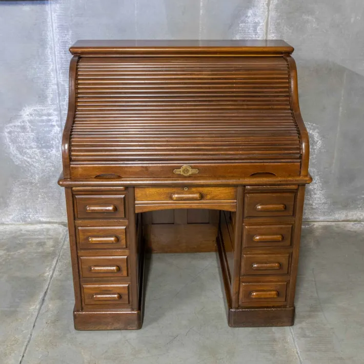 Pamono Antique Roll Top Desk, 1890s Hot