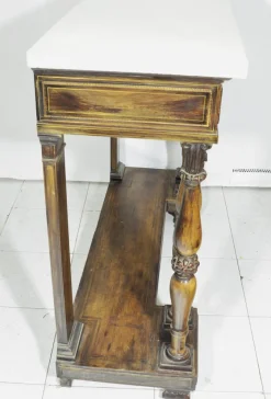 Pamono Antique Rosewood Console Table with Brass Inlays and Carrara Marble Top, Mid-19th Century Online