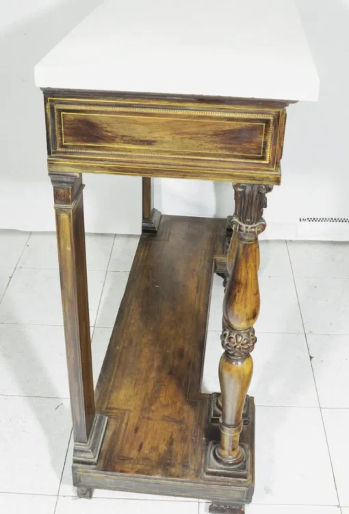 Pamono Antique Rosewood Console Table with Brass Inlays and Carrara Marble Top, Mid-19th Century Online