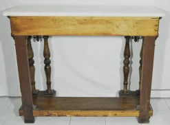 Pamono Antique Rosewood Console Table with Brass Inlays and Carrara Marble Top, Mid-19th Century Online