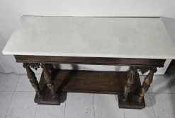 Pamono Antique Rosewood Console Table with Brass Inlays and Carrara Marble Top, Mid-19th Century Online