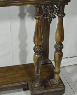 Pamono Antique Rosewood Console Table with Brass Inlays and Carrara Marble Top, Mid-19th Century Online