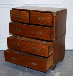 Pamono Antique Satinwood Military Campaign Chest of Drawers, 1800s Outlet