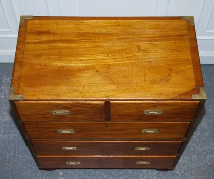 Pamono Antique Satinwood Military Campaign Chest of Drawers, 1800s Outlet