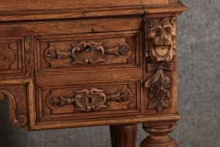 Pamono Antique Secretary Desk with Carved Oak, 1881 Online