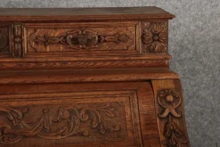 Pamono Antique Secretary Desk with Carved Oak, 1881 Online
