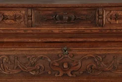 Pamono Antique Secretary Desk with Carved Oak, 1881 Online
