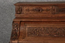 Pamono Antique Secretary Desk with Carved Oak, 1881 Online