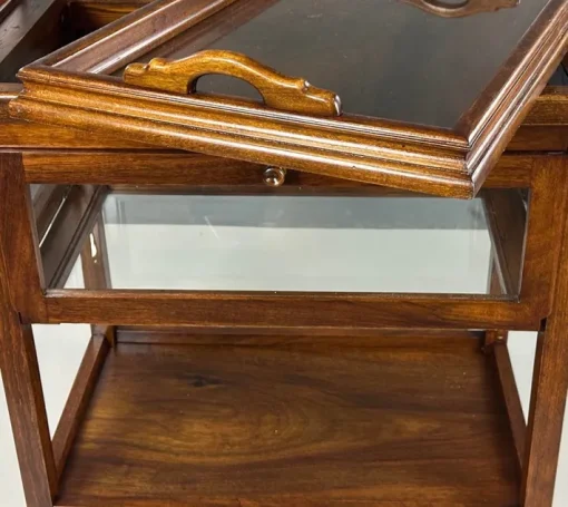 Pamono Antique Serving Trolley with Folding Side Panels and Removable Tray, 1920s