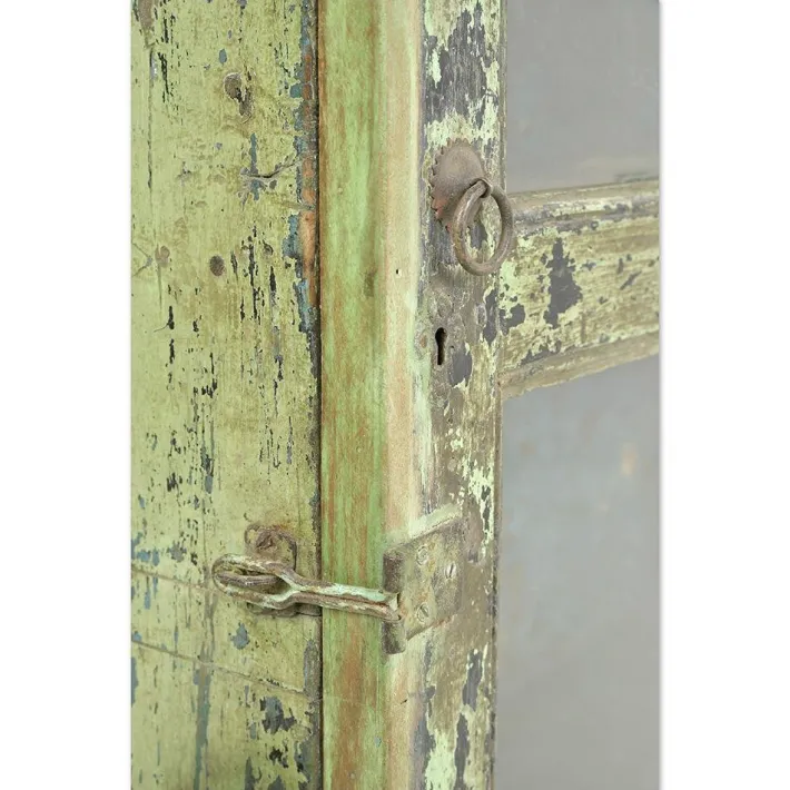 Pamono Antique Solid Wood Wall Display Case with Green Patina Outlet