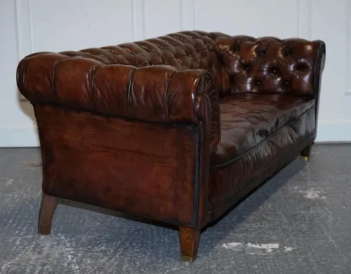 Pamono Antique Swedish Leather Chesterfield 3-Seater Sofa Online