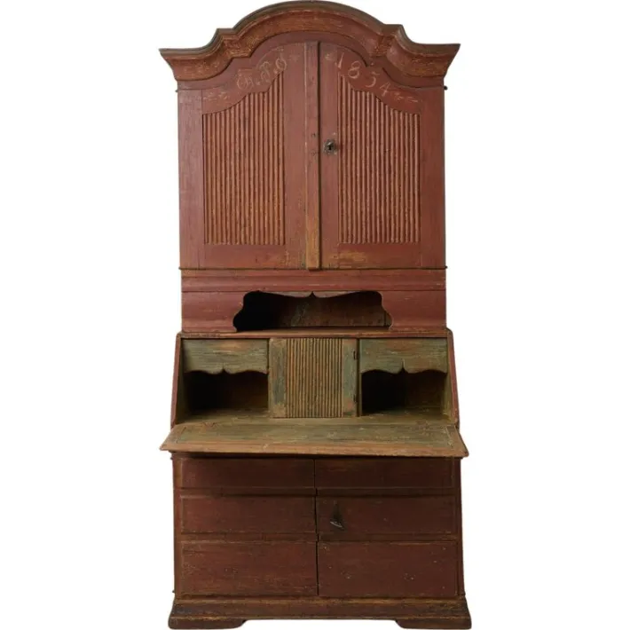 Pamono Antique Swedish Rococo and Gustavian Style Secretary Cabinet Best