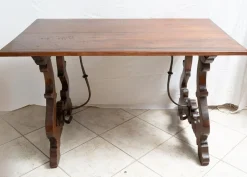 Pamono Antique Table in Solid Walnut, Naples, Early 18th Century
