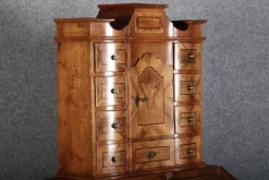 Pamono Antique 18th Century Baroque Tabernacle Secretary in Oak with Walnut Veneer, 1730s