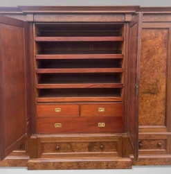 Pamono Antique Victorian Burr Walnut Breakfront Wardrobe, 1860s