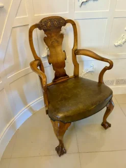 Pamono Antique Victorian Carved Walnut Desk Chair, 1880s Hot