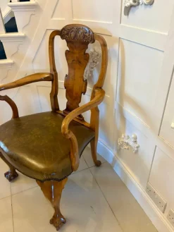 Pamono Antique Victorian Carved Walnut Desk Chair, 1880s Hot