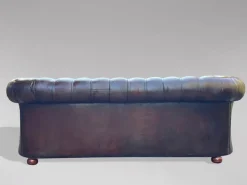 Pamono Antique Victorian Three-Seater Chesterfield Sofa in Leather, 1890 New