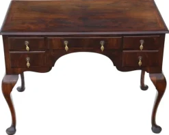 Pamono Antique Walnut Figured 5-Drawer Writing Desk or Dressing Table, 1910s Discount