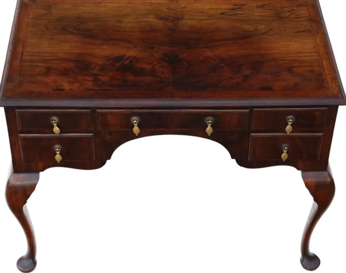 Pamono Antique Walnut Figured 5-Drawer Writing Desk or Dressing Table, 1910s Discount