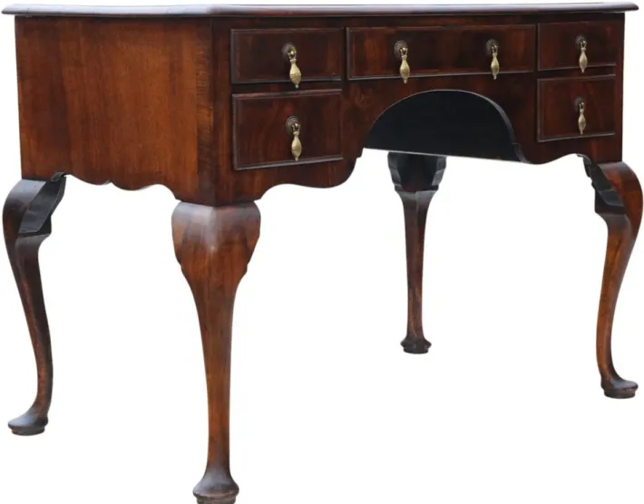 Pamono Antique Walnut Figured 5-Drawer Writing Desk or Dressing Table, 1910s Discount