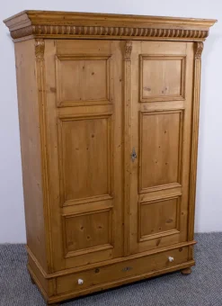 Pamono Antique Waxed Stripped Pine 2-Door Wardrobe, Late 19th Century Outlet