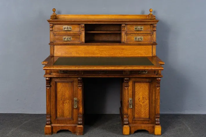 Pamono Antique Wilhelminian Oak Secretaire Desk Hot