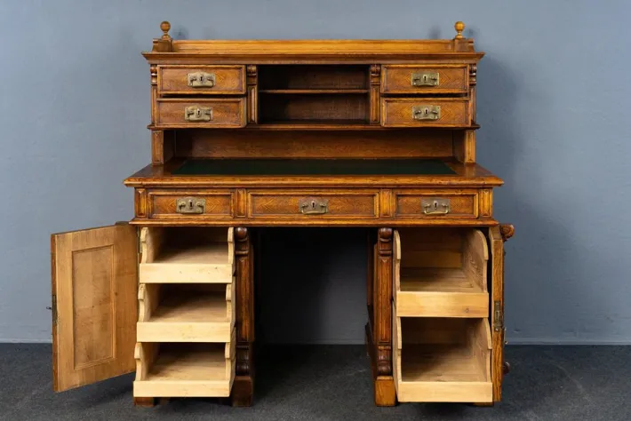 Pamono Antique Wilhelminian Oak Secretaire Desk Hot