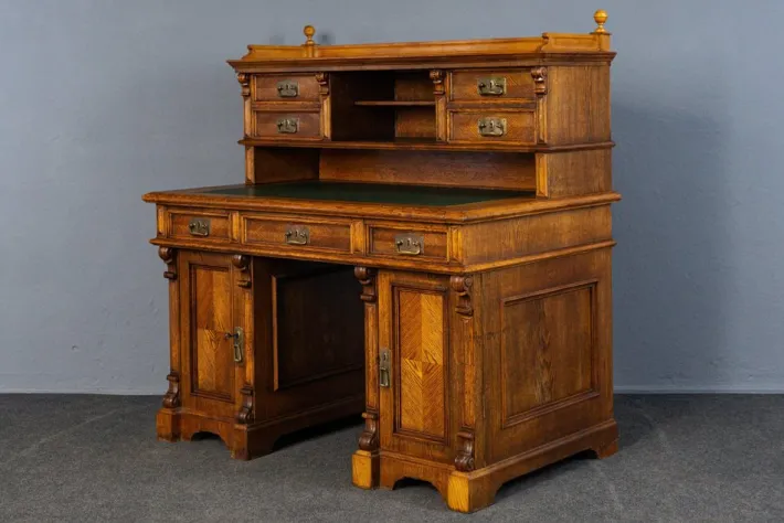 Pamono Antique Wilhelminian Oak Secretaire Desk Hot