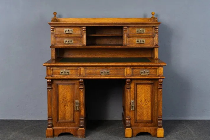 Pamono Antique Wilhelminian Oak Secretaire Desk Hot